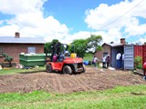 Forklifter operation to move the tanks from the container to the slab