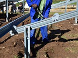 Fixing the stands in the ground